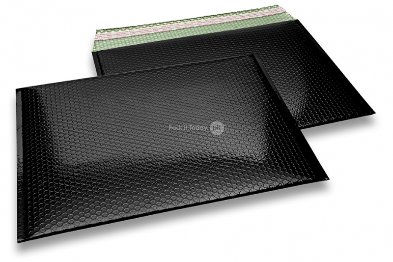 Eko bubbelpåsar i metalliska färger - svart 320 x 425 mm