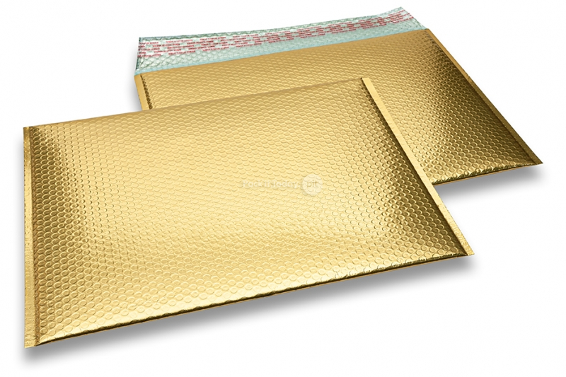 Eko bubbelpåsar i metalliska färger - guldfärgad 320 x 425 mm