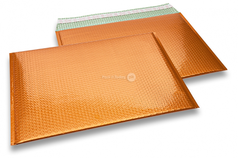 Eko bubbelpåsar i metalliska färger - orange 320 x 425 mm