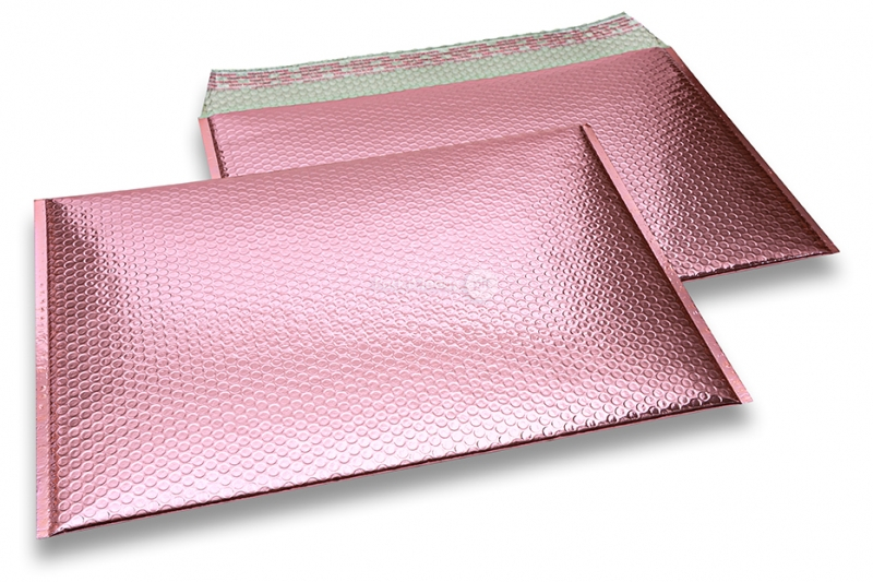 Eko bubbelpåsar i metalliska färger - roséguld 320 x 425 mm