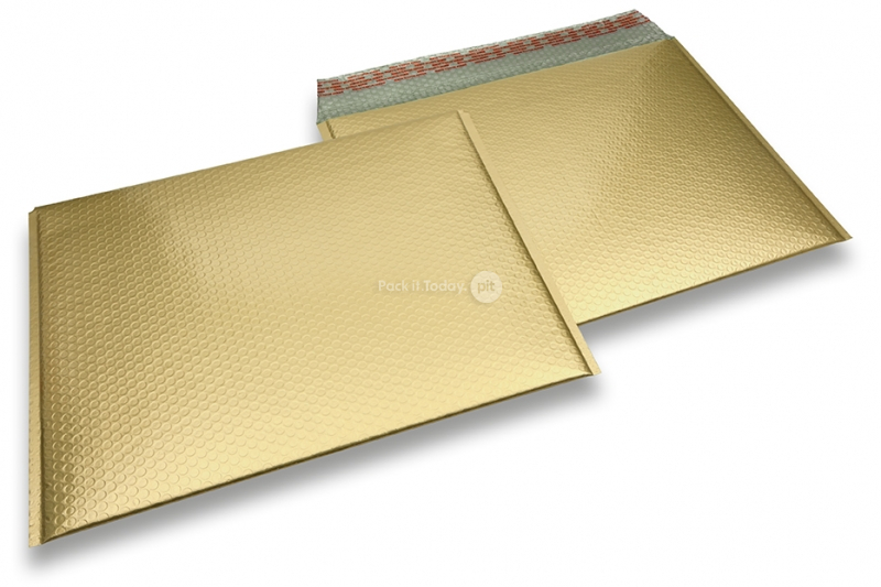 Eko bubbelpåsar i matta,  metalliska färger - guldfärgad 320 x 425 mm