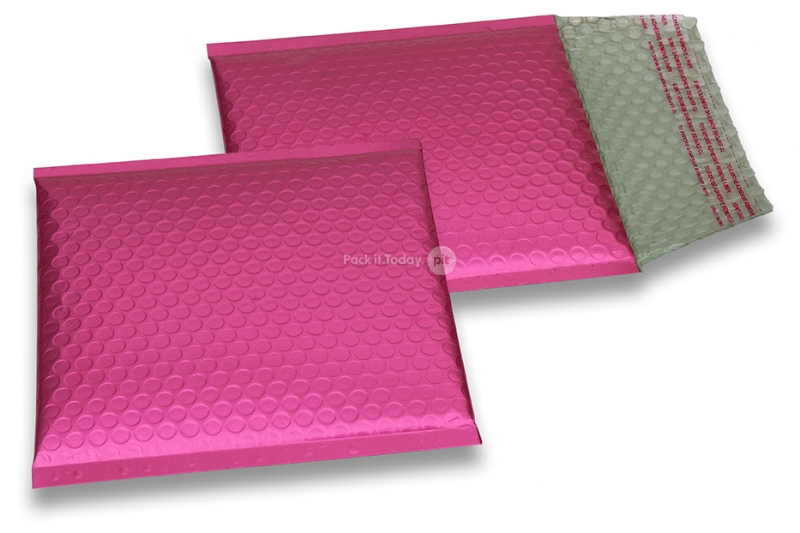 Eko bubbelpåsar i matta, metalliska färger - rosa 165 x 165 mm