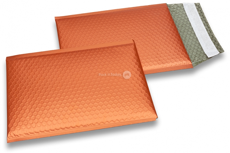 Eko bubbelpåsar i matta, metalliska färger - orange 180 x 250 mm