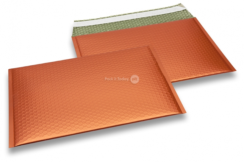 Eko bubbelpåsar i matta, metalliska färger - orange 235 x 325 mm