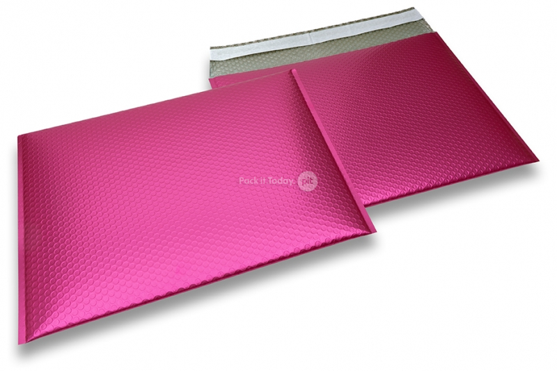 Eko bubbelpåsar i matta, metalliska färger - rosa 320 x 425 mm