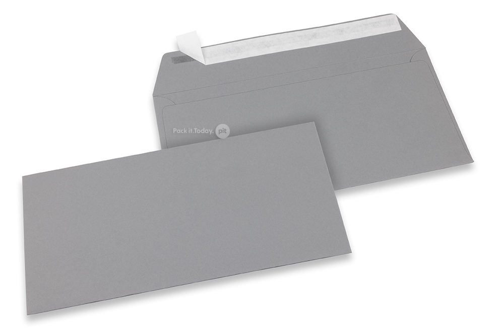 Grå färgade kuvert av papper - 110 x 220 mm