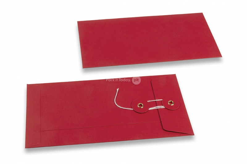 Kuvert med sträng och bricka - 110 x 220 mm, röd