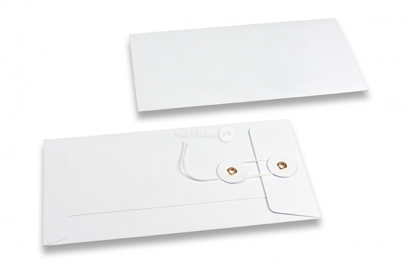 Kuvert med sträng och bricka - 110 x 220 mm, vit