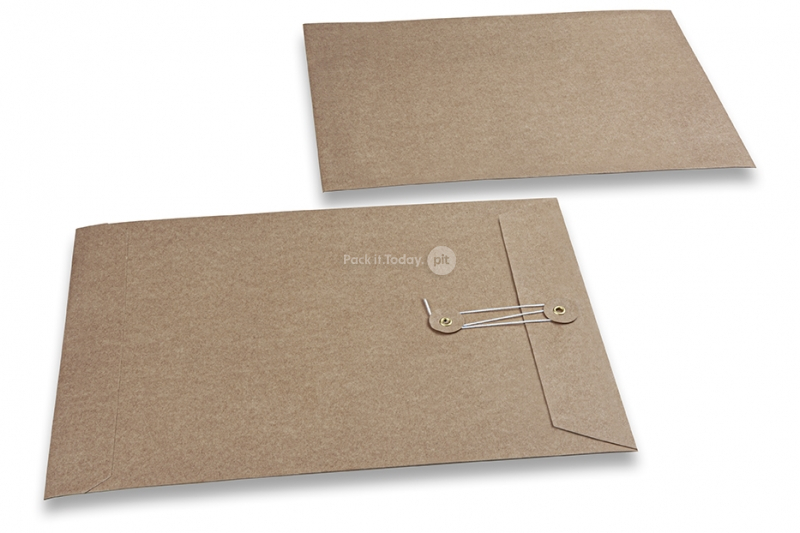 Kuvert med sträng och bricka - 229 x 324 mm, brunt kraftpapper