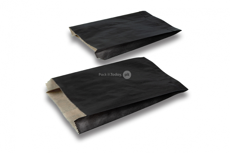 Färgad planpåse i papper - svart, 150 x 210 x 40 mm