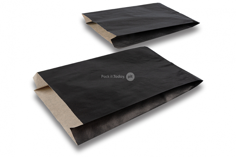 Färgad planpåse i papper - svart, 200 x 320 x 70 mm
