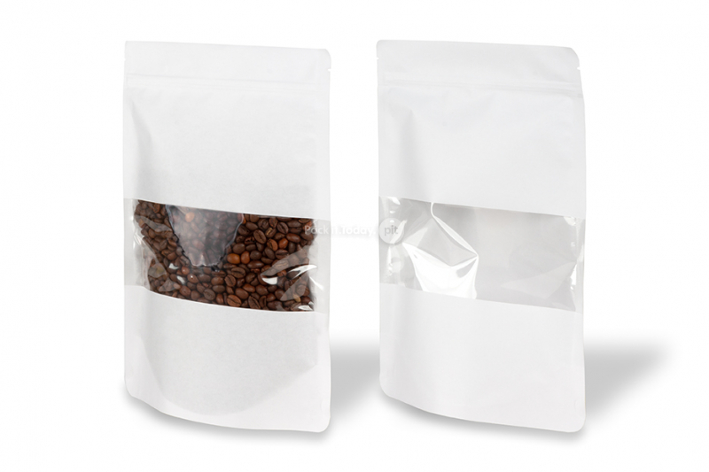 Zippåsar av kraftpapper med fönster - vit, 180 x 290 x 90 mm, 1000 ml