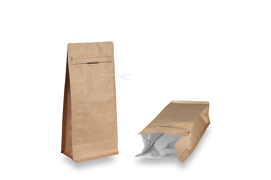 Zippåsar med stadig botten - brun, 1000 ml / 500 gram malet kaffe