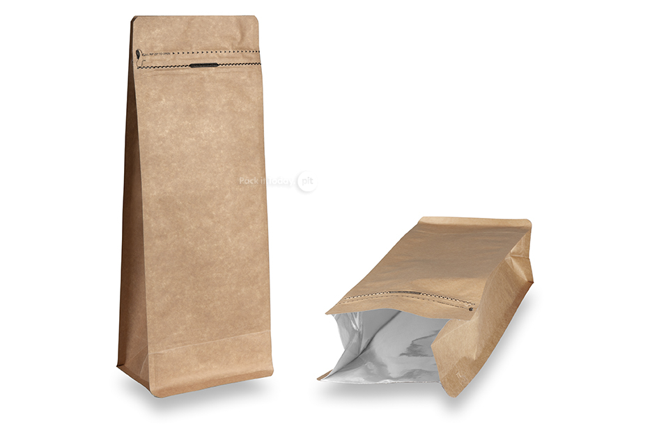 Zippåsar med stadig botten - brun, 2000 ml / 1000 gram malet kaffe