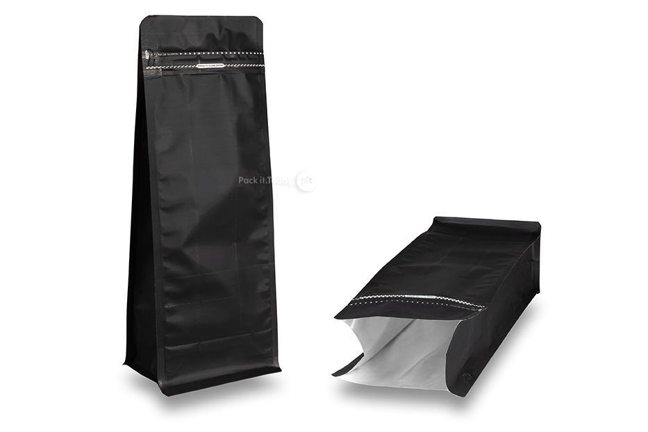 Zippåsar med stadig botten - svart, 2000 ml / 1000 gram malet kaffe