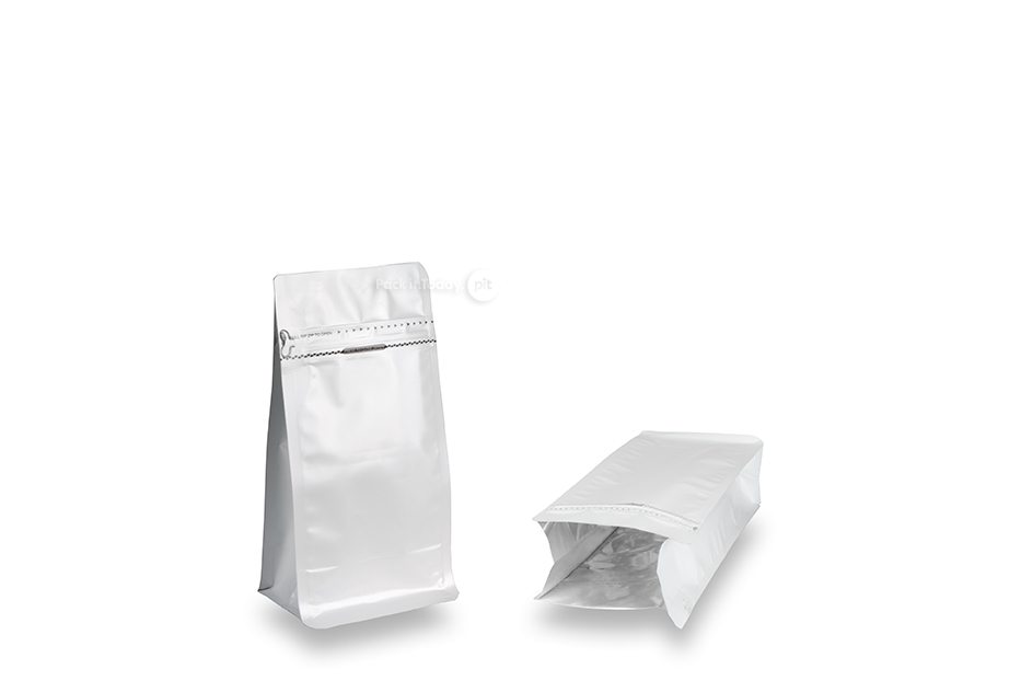 Zippåsar med stadig botten - vit, 500 ml / 250 gram malet kaffe