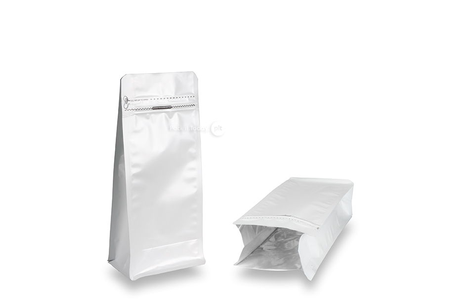 Zippåsar med stadig botten - vit, 1000 ml / 500 gram malet kaffe
