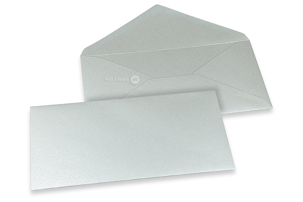 Färgade kuvert till gratulationskort - silverfärgad metallisk, 110 x 220 mm