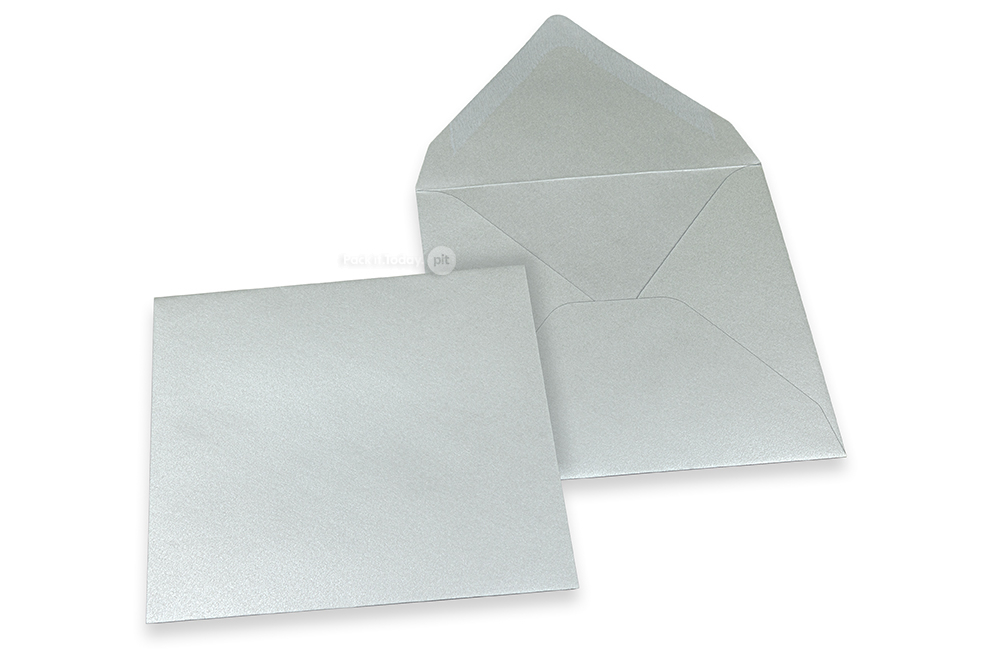 Färgade kuvert till gratulationskort - silverfärgad metallisk, 155 x 155 mm