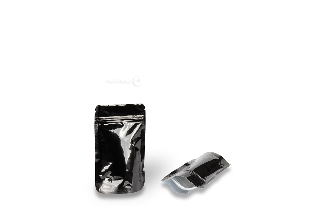 Svart blanka zippåsar - 85 x 145 x 50 mm, 100 ml
