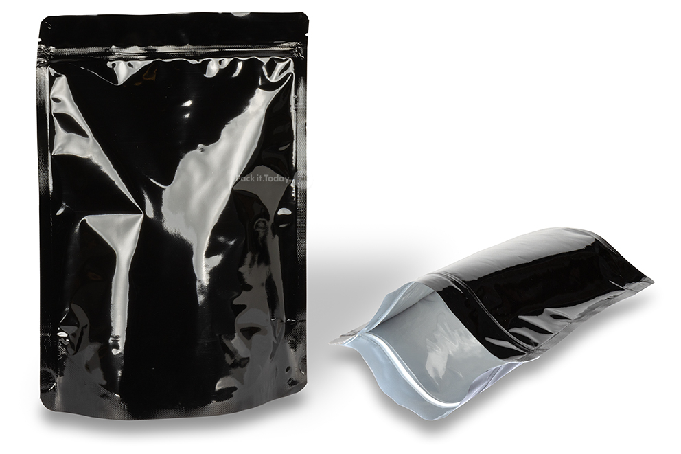 Svart blanka zippåsar - 200 x 300 x 100 mm, 1800 ml