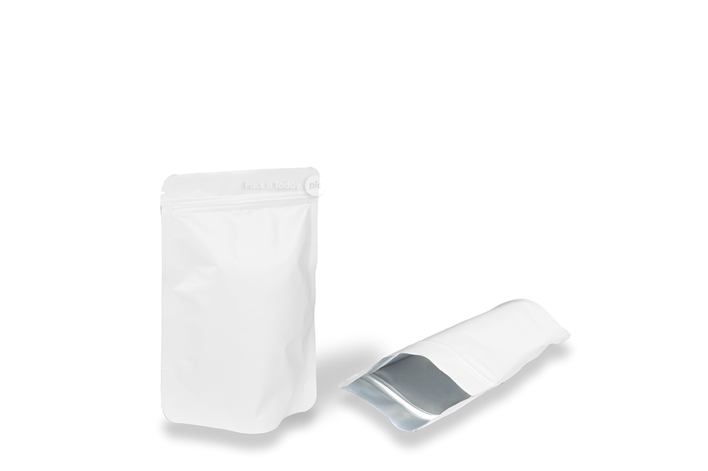 Zippåsar av vit kraftpapper - 110 x 185 x 70 mm, 250 ml