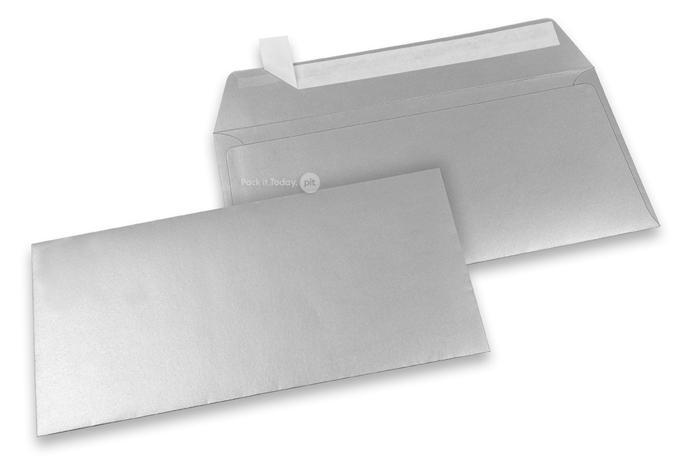 Silver metallisk färgade kuvert av papper - 110 x 220 mm 