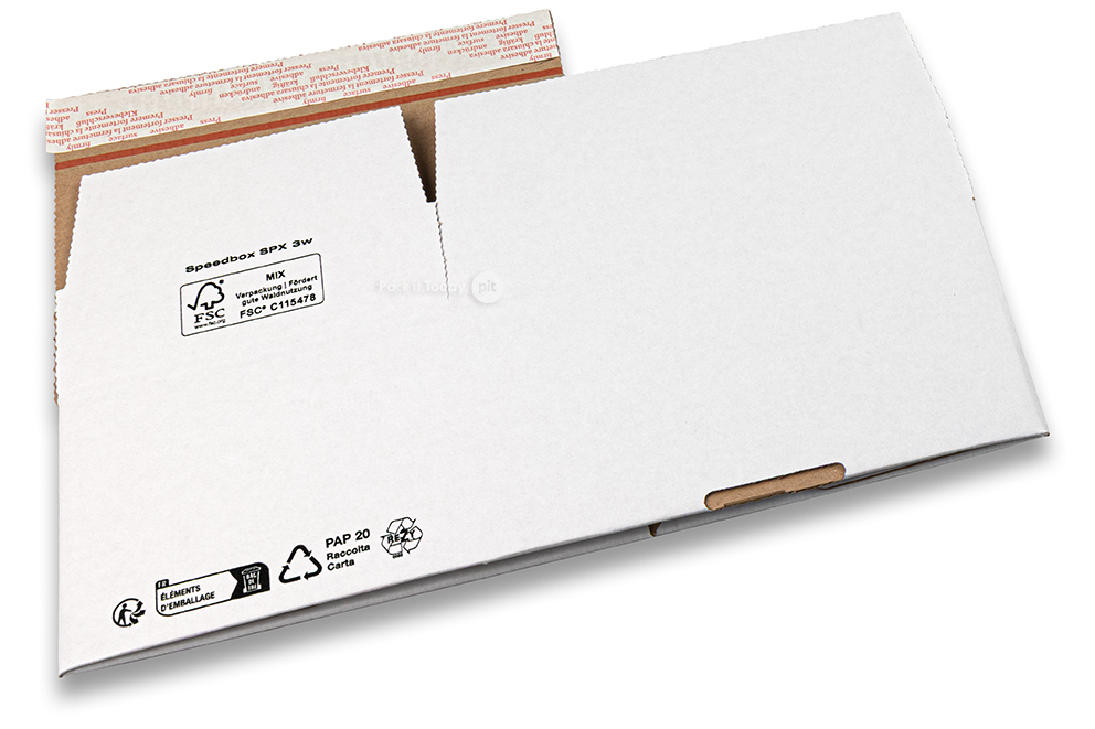 Kartong med snabbotten - vit, 213 x 153 x 109 mm - SPX3