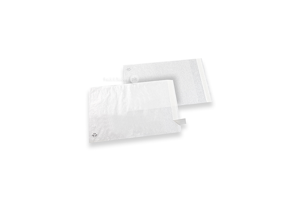 Vita glassinkuvert med förslutningsremsa - 130 x 150 mm