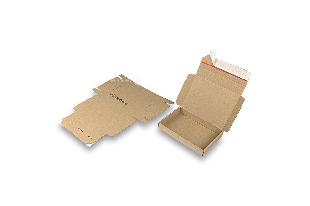 Brevpack med topplock och förseglingsremsa - 160 x 120 x 25 mm (A6), brun