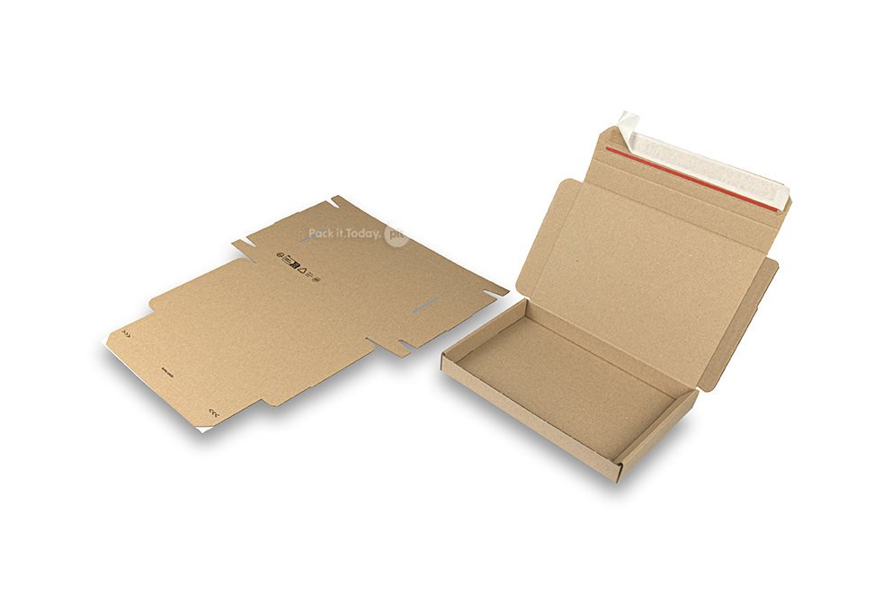 Brevpack med topplock och förseglingsremsa - 230 x 160 x 25 mm (A5), brun