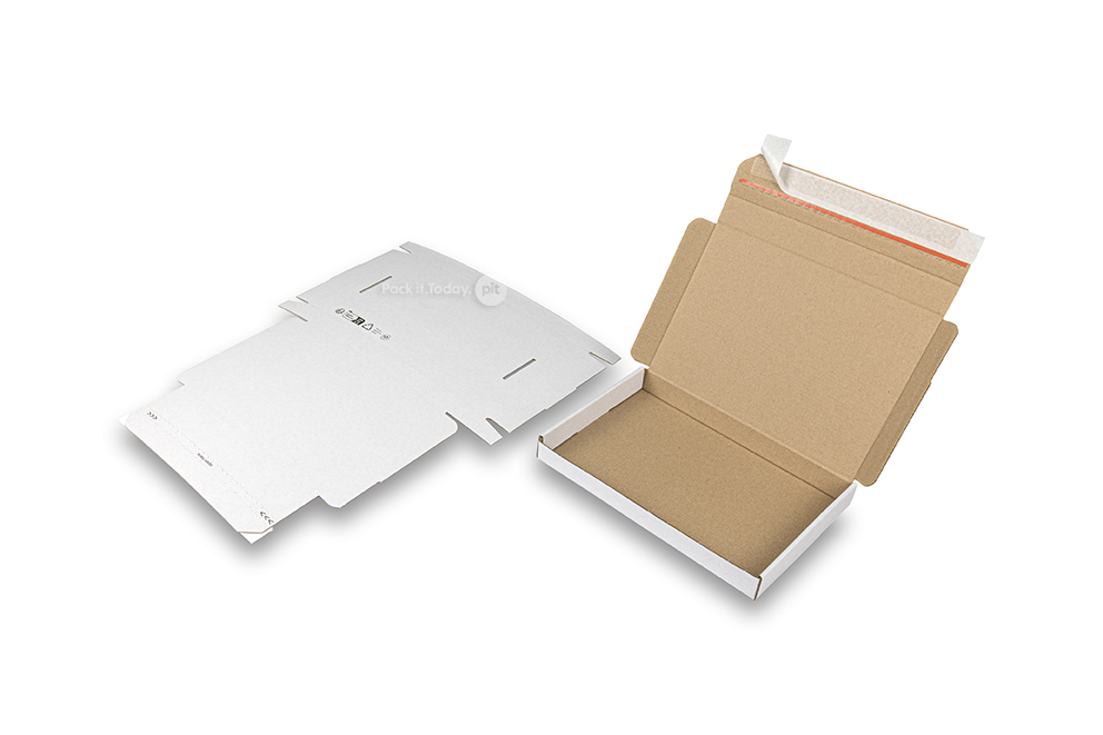 Brevpack med topplock och förseglingsremsa - 230 x 160 x 25 mm (A5), vit