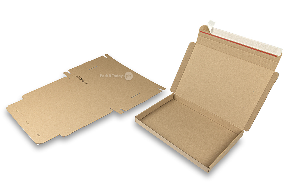 Brevpack med topplock och förseglingsremsa - 310 x 220 x 25 mm (A4), brun