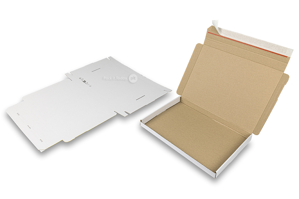 Brevpack med topplock och förseglingsremsa - 310 x 220 x 25 mm (A4), vit