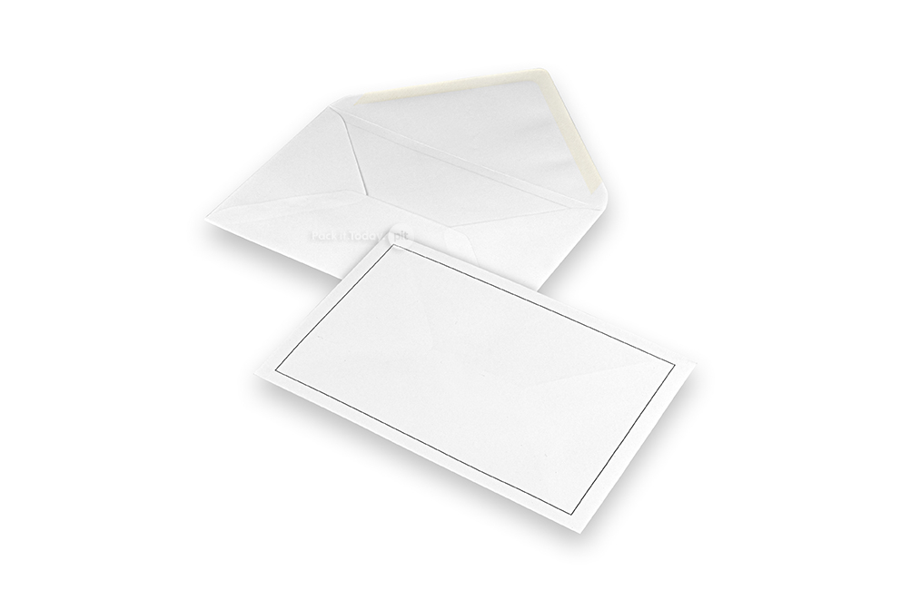 Kuvert till begravningskort - Vita + enkel ram, 120 x 185 mm